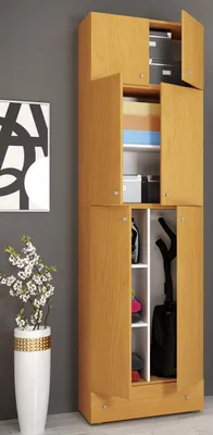 Produktbild von VCM Holz Besenschrank | 6 Fächer | Maße: H. 240 x B. 70 x T. 39 cm | Haushaltsschrank | Mehrzweckschrank | Aufsatz mit 2 Türen | Extra Schublade - Lona