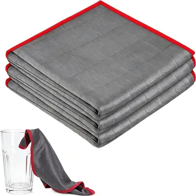 Imagen del producto de Paños de limpieza de microfibra, paquete de 4 unidades, 30 x 30 cm, sin dejar marcas, ideales para cristales y automóviles