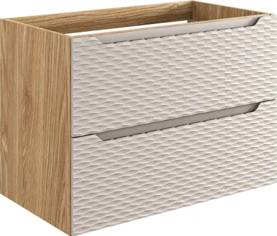 Produktbild von Waschtischunterschrank 80cm in Eiche mit beige OLUO-56-BEIGE