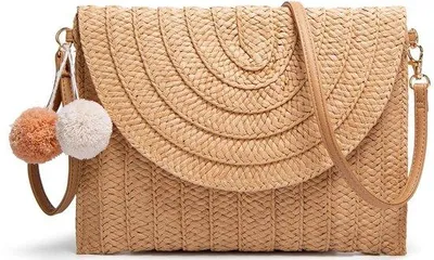 Produktbild von Strandtasche, handgewebte, pompon, crossbody, Sommer, mittel