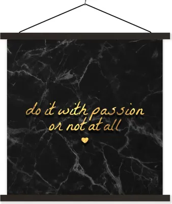 Produktbild von MuchoWow® Textilposter Zitate - Sprichwörter - Gold - Marmor 60x60 cm mit schwarzem Rahmen - Posteraufhänger