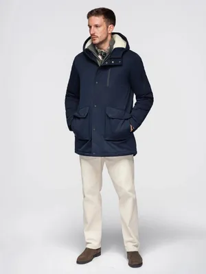 Imagen del producto de Parka larga para hombre con forro de piel sintética - Azul marino