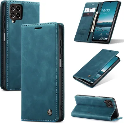 Obrázek produktu pro Galaxy M33 Case, retroPolyuretankožené pouzdro s funkcí stojánku Ochranné pouzdro pro Samsung Galaxy M33 Blue