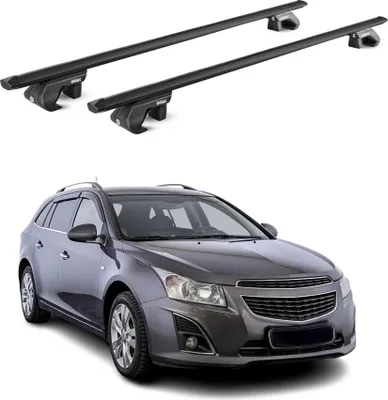 Image de Barres de toit transversales pour Chevrolet Cruze Break 2012-16 Alu Noir 2x ABE