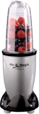 Produktbild von Mr. Magic Silber-Schwarz, Standmixer, Kunststoffgehäuse, 400 Watt, 0,5 l Behälter, Universalzerkleinerer-Zubehör, 4389
