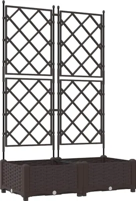 Image de Deux jardinières, couleur marron, dimensions 80 x 40 x 125,5 cm, en plastique