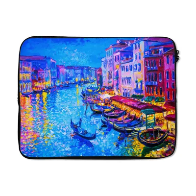 Produktbild von MuchoWow® Laptop Hülle 15 Zoll Malerei - Italien - Boot - Wasser - Architektur Laptoptasche - Laptoptasche - Sleeve - Rundum-Schutz
