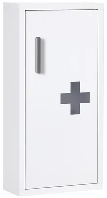 Produktbild von Medizinschrank, 3 Innenfächer, Magnetverschluss, Kreuzsymbol, Stahlgehäuse, weiß, 30 x 12 x 60 cm
