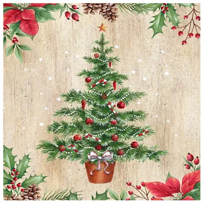 Produktbild von PAPSTAR Weihnachts-Motivservietten "Bright Christmas" 330 x 330 mm 20 Stück