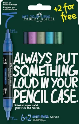 Produktbild von Faber-Castell 186018 - Multimark Acrylic Marker Set, 8 Acrylstifte mit Doppelspitze, wasserfest und schnelltrocknend