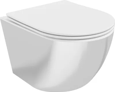 Image de Mexen Lena Cuvette de WC sans rebord avec plaque mince à chute lente, duroplast, blanc/argent - 30224004