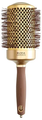 Immagine prodotto di Olivia Garden Expert Blowout Shine Spazzola rotonda con setole ondulate Oro e Marrone Spazzola per capelli da 65 mm