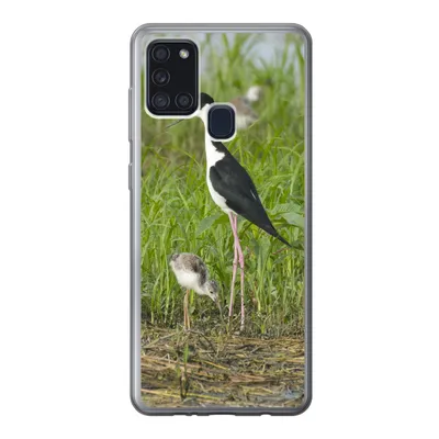 Produktbild von MuchoWow® Handyhülle Schutzhülle Hülle für Samsung Galaxy A21s Vogel - Gras - Küken - Sumpf Silikon Softcase Handy Hülle - Hartschale