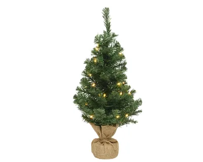 Produktbild von Everlands Mini Weihnachtsbaum im Jutesack 75 cm grün beleuchtet warmweiß