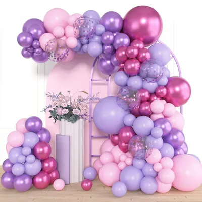 Produktbild von Luftballons Girlande Rosa Lila 114 Stück für Einschulung & Party Deko