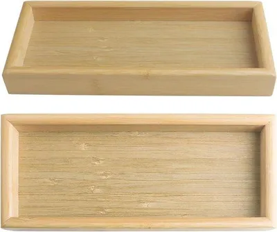 Immagine prodotto di Vassoio da servizio in legno rettangolare - 2 pezzi - 23 x 10 x 3 cm - Vassoio da servizio da cucina in legno - Sottopiatto da servizio in legno quadrato 70x70