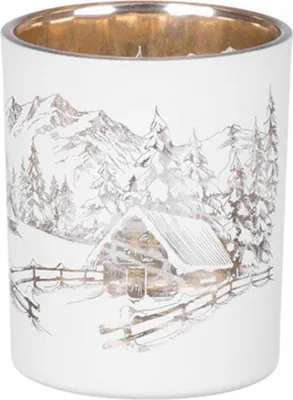 Produktbild von Kerzenhalter MagicHome Weihnachten, weiß, mit Landschaft, 6x7 cm