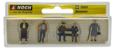 5 Seniorenfiguren mit Bank für Modellbau und Dioramen