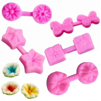 Obrázok produktu pre Silikónové formy na kvety, sada 5 kusov, vhodné na zdobenie cupcakes z fondánu