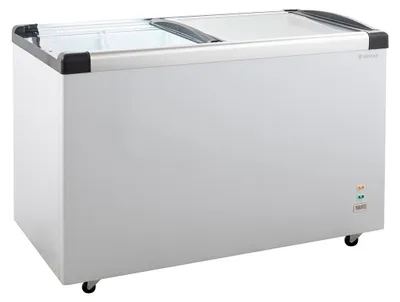 Produktbild von Tiefkühltruhe ECO 450 mit Glasschiebedeckel, 4 Rollen