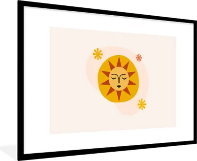 Produktbild von MuchoWow® Gerahmtes Poster Sonne - Sommer - Pastell 90x60 cm - Poster mit Schwarzem Bilderrahmen Wandposter Rahmen Foto Bilder - Wanddekoration - Fotos