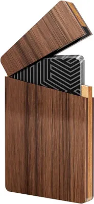 Produktbild von Holzbeschrifteter Visitenkartenhalter mit Magnetverschluss für Herren und Damen, eleganten Namensschilder Fall