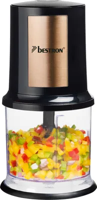 Produktbild von Bestron elektrischer Multi-Zerkleinerer, Universalzerkleinerer mit zwei Schneidemessern & 500ml Kapazität, große Pulstaste, 400 Watt, AKC200CO, Farbe: Kupfer