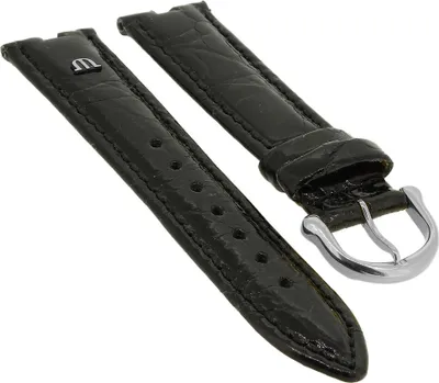 Produktbild von Maurice Lacroix | KROKO ALHAMBRA Uhrenarmband | mit Naht, schwarz , Stegbreite:14mm, Schließe:Silbern