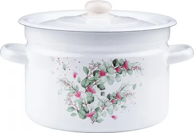 Produktbild von Emaille Topf 9L Kochtopf Universaltopf Suppentopf Induktion Fleischtopf Eukalyptus + Deckel