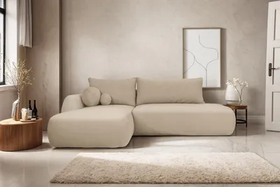 Produktbild von Kaiser Möbel Ecksofa Fabo mit Schlaffunktion und Bettzeugcontainer, Stoff Quelle Beige Links