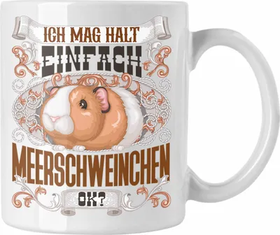 Produktbild von Trendation - Meerschweinchen Tasse Geschenk Meerschweinchen Besitzer Spruch Geschenkidee Ich Mag Halt Einfach Meerschweinchen Ok (Weiß)