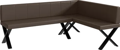 Produktbild von MEBLINI Eckbank für Esszimmer - Küchenbank - Essecke - Sitzecke Küche - PETER - X-Beine 142x196x87cm Rechts - Braun Kunstleder