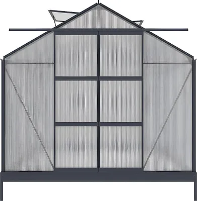 Produktbild von Polycarbonat-Gartengewächshaus 7,5 m² GREENEA II mit Sockel - Anthrazit