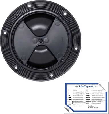 Produktbild von Set aus Inspektionsdeckel, Schwarz, Ø 145 mm und Schallsignale Aufkleber