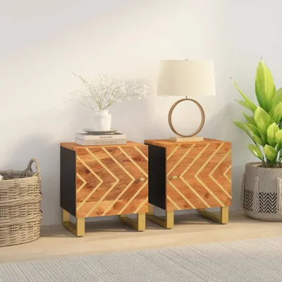 Produktbild von vidaXL Nachttische 2 Stk. Braun und Schwarz Massivholz Mango