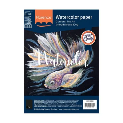 Productafbeelding van Florence Aquarelpapier, glad - Tekenblok voor aquarelverf, A4 - Zwart - Medium