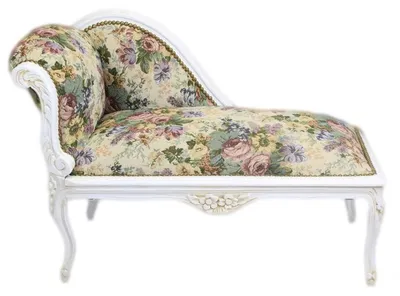 Produktbild von Casa Padrino Barock Kinder Chaiselongue Blumen Muster / Antik Weiss - Recamiere Kindersofa 109 x 49 x 72 cm