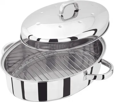 Image de Plaque de cuisson ovale Judge Speciality Cookware, acier inoxydable, 32 x 22 x 15 cm, argent