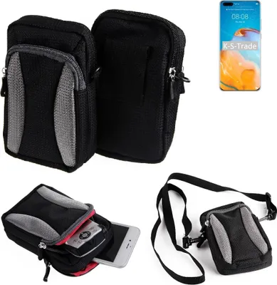 Produktbild von K-S-Trade Holster Schutz Hülle kompatibel mit Huawei P40 Pro+ Handy Hülle Gürteltasche Umhängetasche mit Zusatzfach schwarz