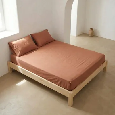 Produktbild von GAMUSI Spannbettlaken 120x200x30 cm – 100% Baumwolle Jersey – Elastisch & Atmungsaktiv – Weiches Bettlaken – 144 TC – Perfekte Passform – Farbe Tegel