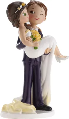 Obrázek produktu pro Svatební figurka na dort - ženich nese nevěstu v náručí 16cm
