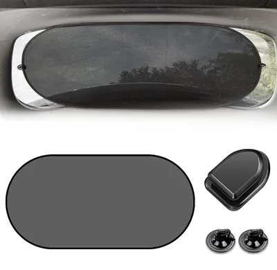 Produktbild von Sonnenschutz fürs Auto mit Saugnäpfen und Haken, faltbarer Sonnenschutz für die Heckscheibe, Sonnenschutz für die Heckscheibe, Sonnenschutz für Babys mit UV-Schutz, Netz-Sonnenschutz für die Heckscheibe, 100 × 50 cm