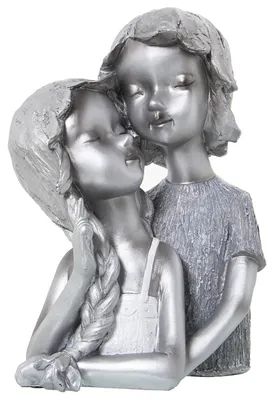 Produktbild von DRW Kinderfigur aus Kunstharz, silberfarben, 19 x 15 x 29 cm