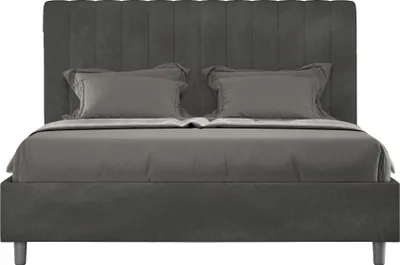 Produktbild von ITYHOME - Gepolstertes Bett ohne Lattenrost 160x190 mit Mikrofaserbezug Grau Agueda
