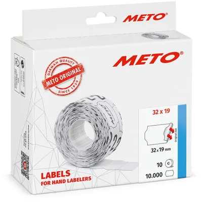 Productafbeelding van METO prijslabels, 32 x 19 mm, wit, permanent, 10.000 stuks