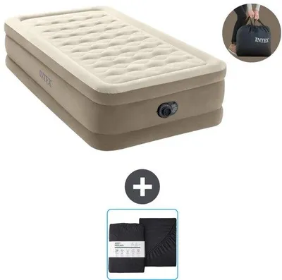 Produktbild von Einzelbetten Luftmatratze 99 x 191 x 46 cm Beige mit Pumpe und Bettwäsche