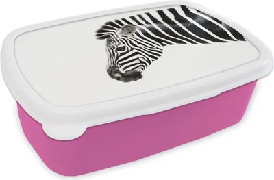 Produktbild von KitchenYeah® Lunchbox Brotzeit Brotdose 17x11 cm Zebra - Tiere - Weiß Kinder Brotzeitdose - Lunchpaket - Brotkasten  - Sandwich Box