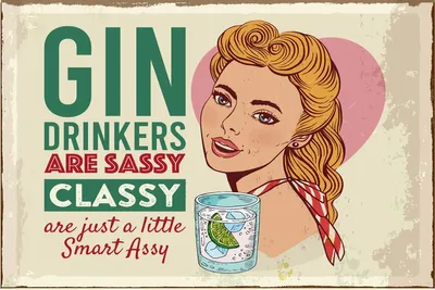 Produktbild von vianmo Holzschild 12x18 cm Gin Drinkers are sassy classy