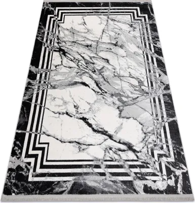 Produktbild von Modern Teppich TULS strukturell, Franse 51210 Marmor anthrazit Grau 140x190 cm