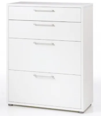 Produktbild von Büroschrank Prima Weiß 3 OH freistehend mit 2 Schubladen und 2 Aktenschubladen Vollauszug 89x40x113 cm